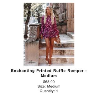 VICI - Enchanting Printed Ruffle Romper - Medium - NWT